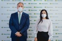 Dennis Simó Alvarez (Banco Caribe’s Executive Chairman) and Karina Vasquez (Oikocredit’s country representative).jpg