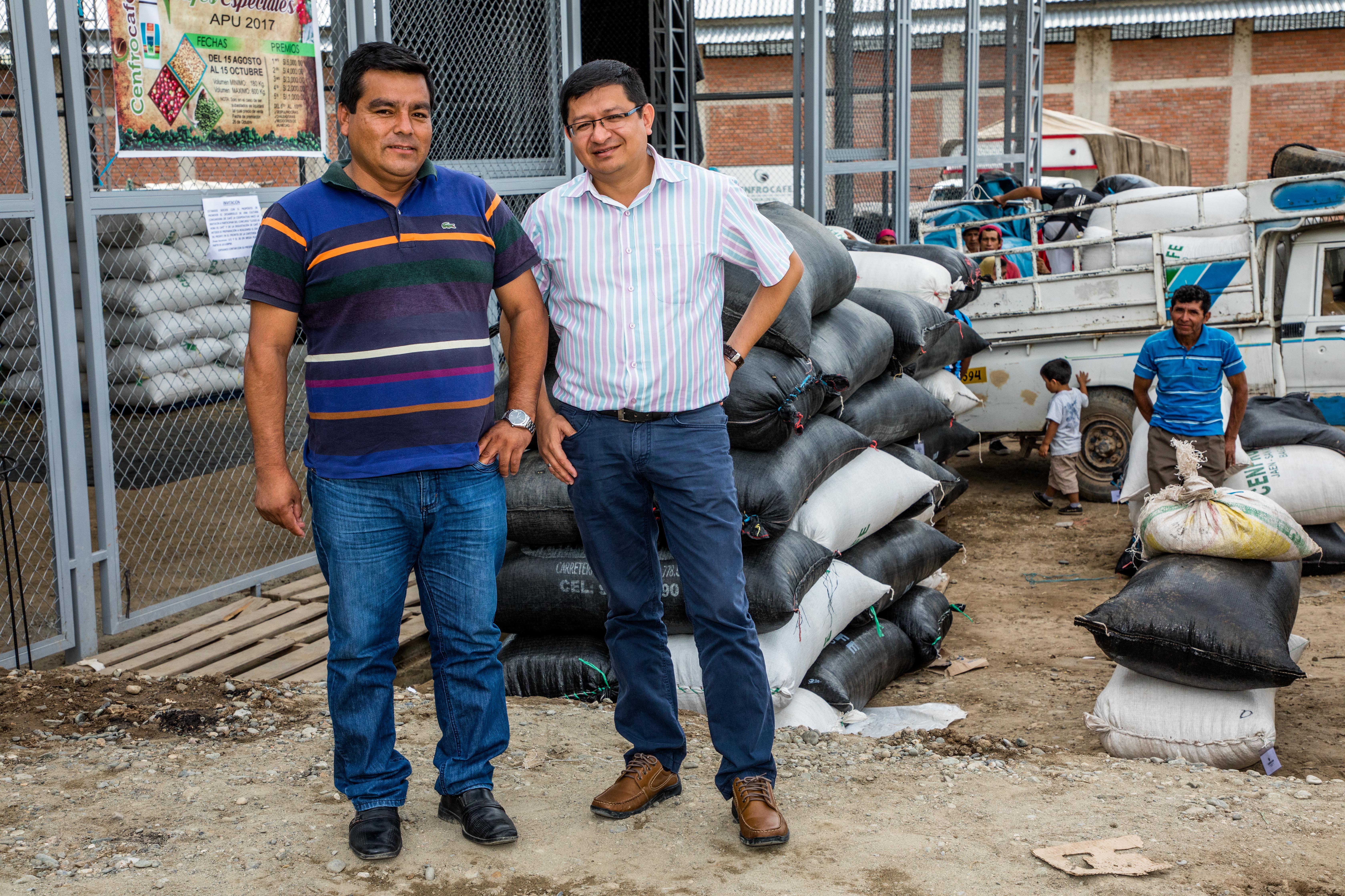 Wilson Olivera, President of Cenfrocafe (left), and Ronny Garc&iacute;a, Cenfrocafe CEO (right).