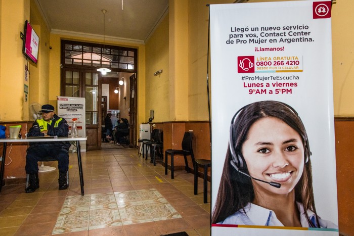 Pro Mujer Argentina Inside the Pro Mujer branch office of San Miguel de Tucumán, with security staff